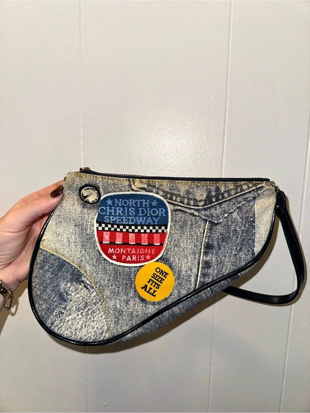 Christian Dior Vintage 2001 Miss Diorella Speedway Saddle Pochette Blue